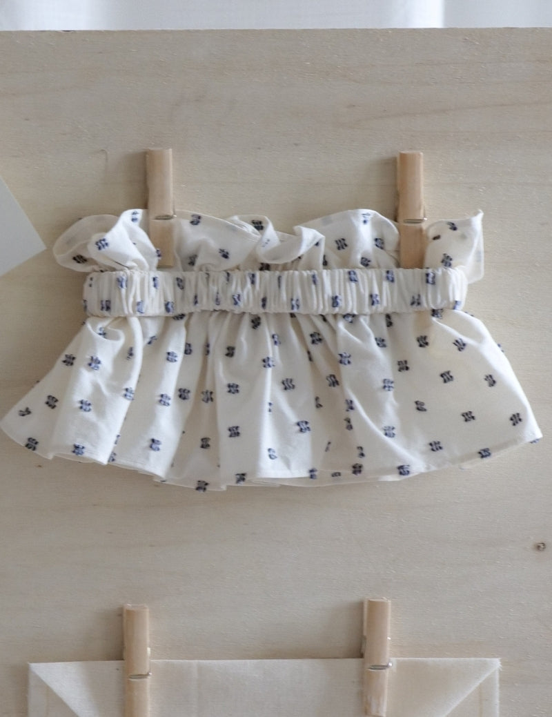La Fraise - Pumpette con pompones color crema y azul marino