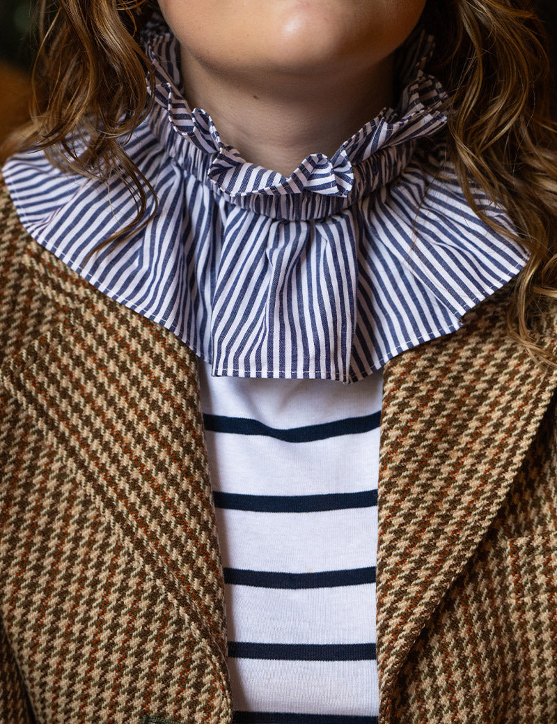 Col Fraise rayures bleu-marine