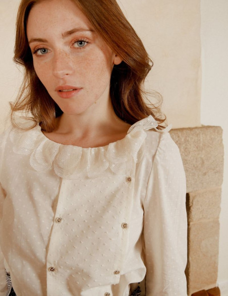 Blouse Romeo plumetis crème