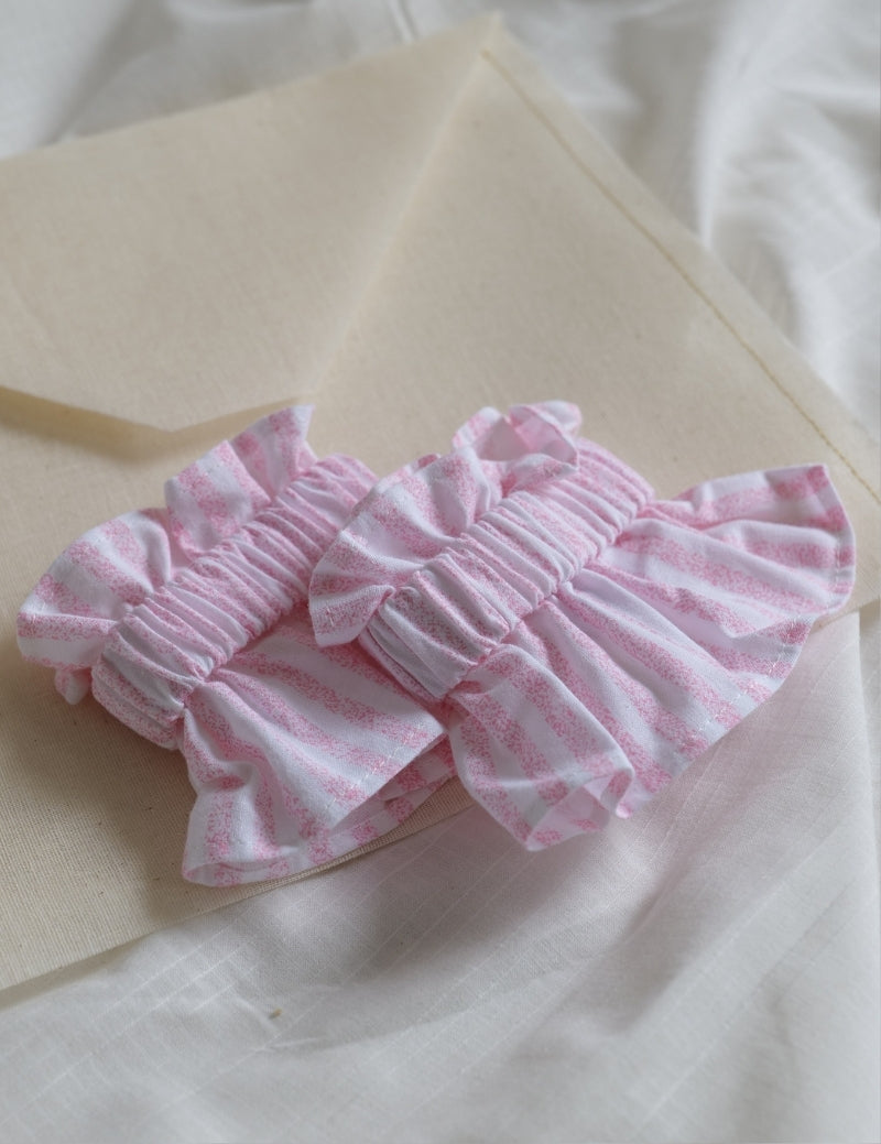 Les Manchettes - Les Rayures Roses satin