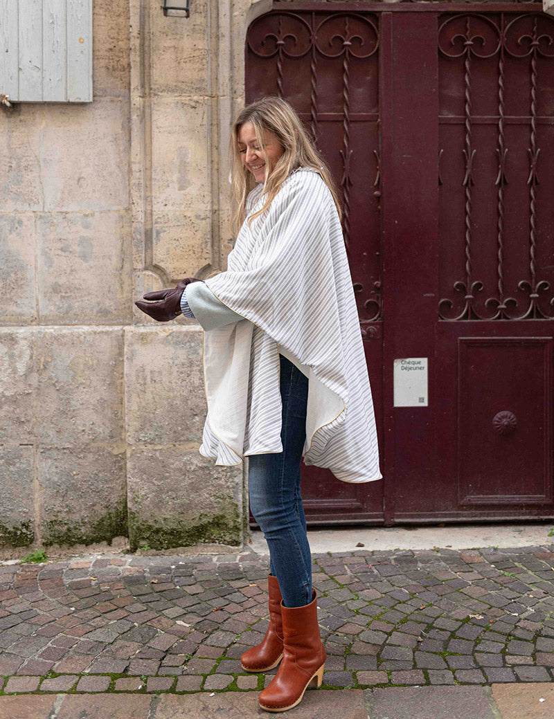 Kimono rayures bleu/jaune