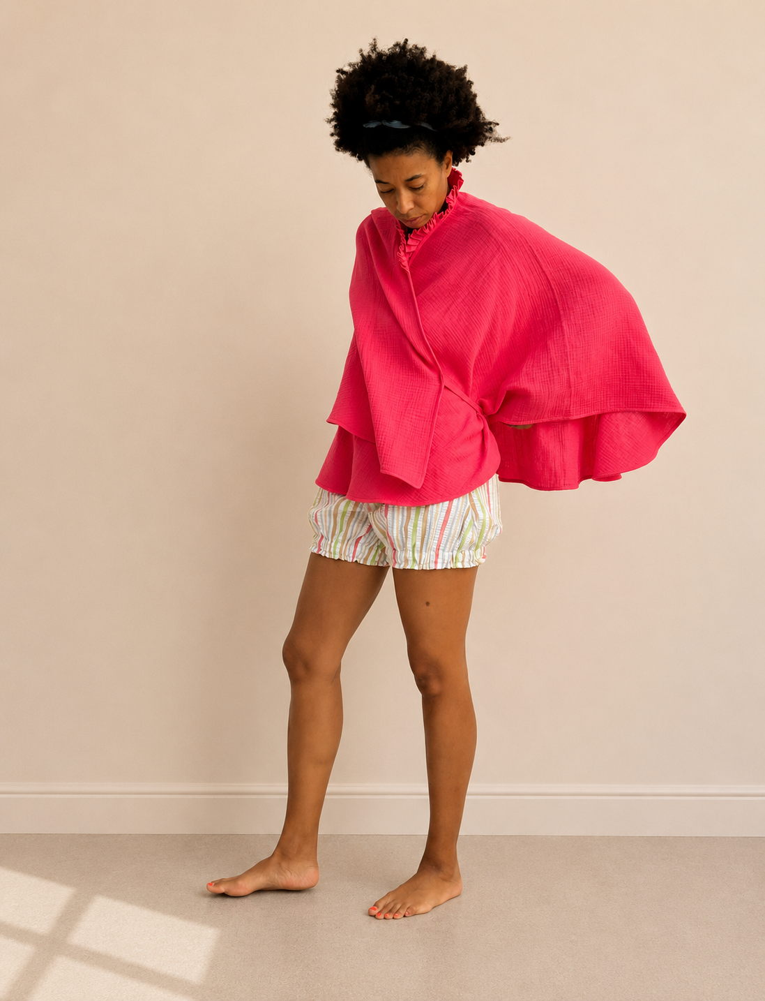 Kimono court - Le Double Gaz Rose