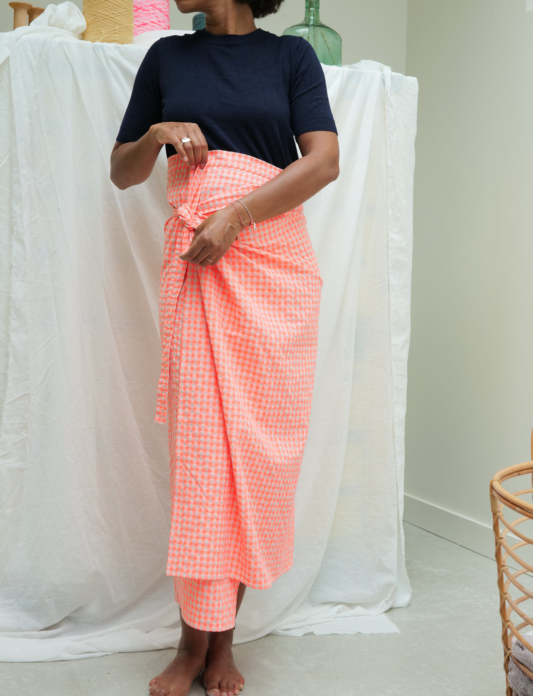 Jupe pagne Le Vichy Orange Fluo - 71bis
